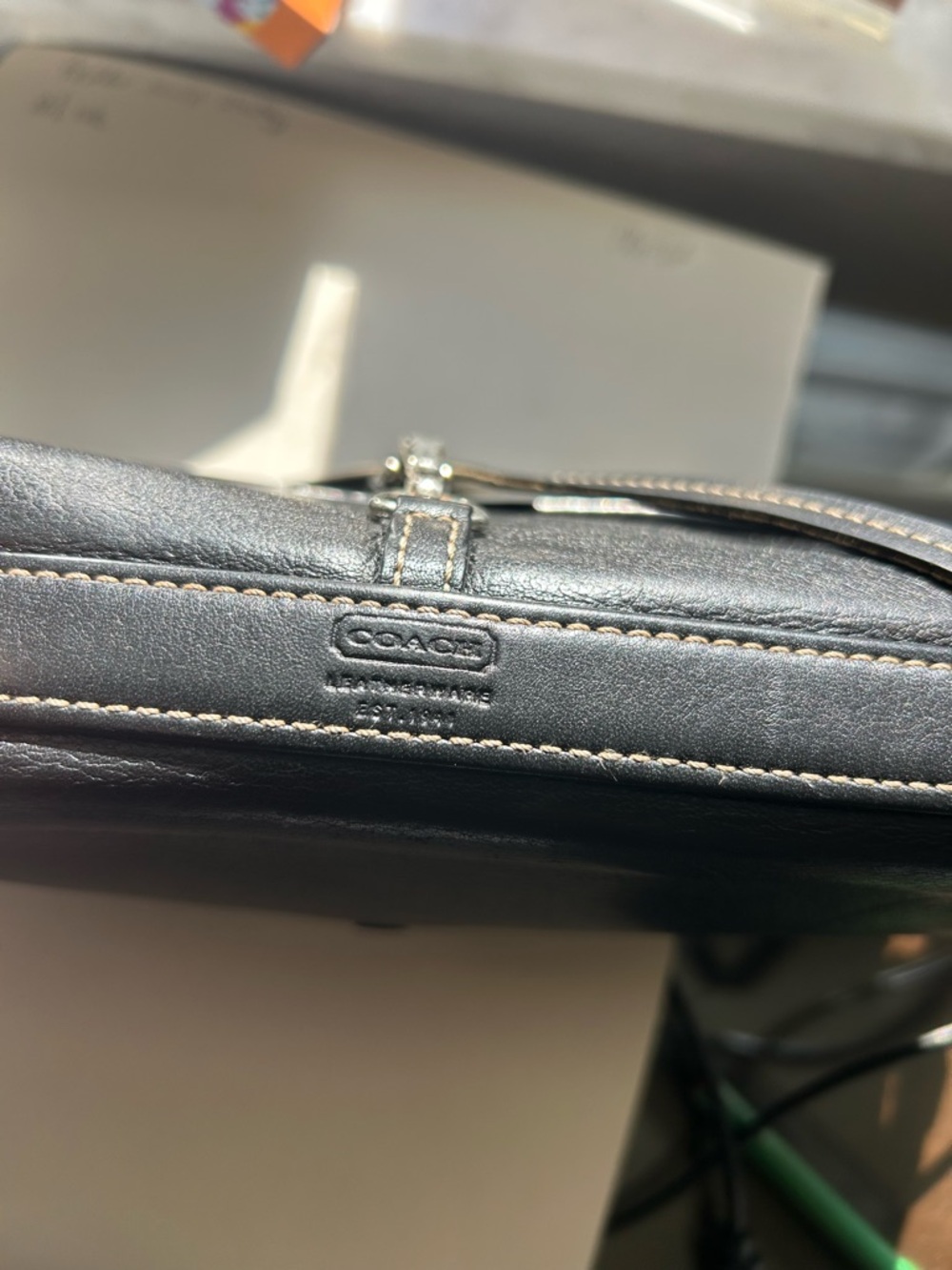 Coach Black Leather Wristlet Clutch with Silver Hardware - Picture 4 of 5